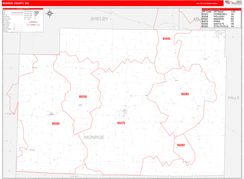 Monroe County, MO Digital Map Red Line Style