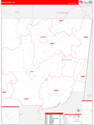 Monroe County, MS Digital Map Red Line Style