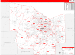 Monroe County, NY Digital Map Red Line Style