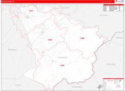 Monroe County, TN Digital Map Red Line Style