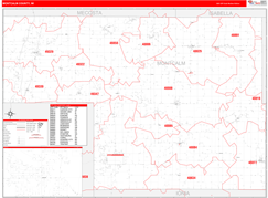 Montcalm County, MI Digital Map Red Line Style