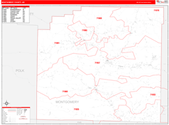 Montgomery County, AR Digital Map Red Line Style