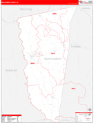 Montgomery County, GA Digital Map Red Line Style