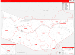 Montgomery County, NY Digital Map Red Line Style