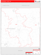 Montmorency County, MI Digital Map Red Line Style