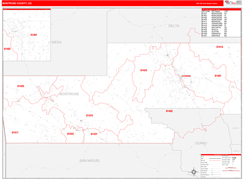 Montrose County, CO Digital Map Red Line Style