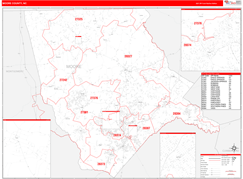 Moore County, NC Digital Map Red Line Style