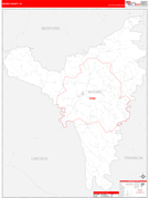 Moore County, TN Digital Map Red Line Style