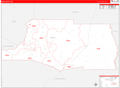 Mora County, NM Digital Map Red Line Style