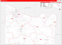 Morgan County, AL Digital Map Red Line Style