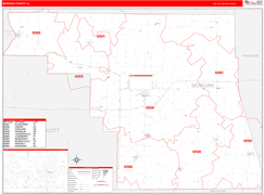 Morgan County, IL Digital Map Red Line Style