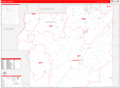Morgan County, IN Digital Map Red Line Style
