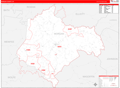 Morgan County, KY Digital Map Red Line Style