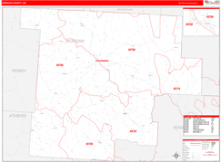 Morgan County, OH Digital Map Red Line Style