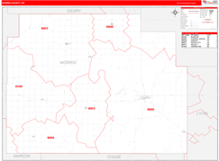 Morris County, KS Digital Map Red Line Style