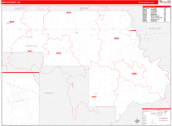 Morton County, ND Digital Map Red Line Style