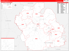 Muhlenberg County, KY Digital Map Red Line Style