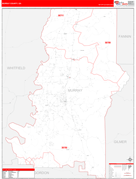 Murray County, GA Digital Map Red Line Style