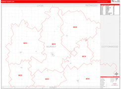 Murray County, MN Digital Map Red Line Style