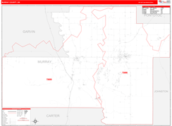 Murray County, OK Digital Map Red Line Style
