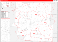 Muskingum County, OH Digital Map Red Line Style