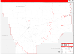 Musselshell County, MT Digital Map Red Line Style