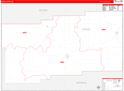 Nance County, NE Digital Map Red Line Style