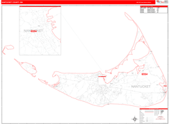Nantucket County, MA Digital Map Red Line Style