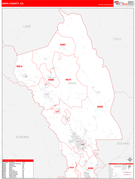 Napa County, CA Digital Map Red Line Style