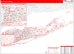 Nassau-Suffolk County, NY Digital Map Red Line Style