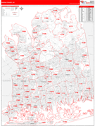 Nassau County, NY Digital Map Red Line Style