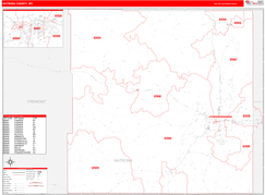 Natrona County, WY Digital Map Red Line Style