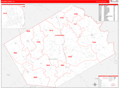 Navarro County, TX Digital Map Red Line Style