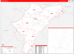 Nelson County, KY Digital Map Red Line Style