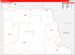 Nemaha County, NE Digital Map Red Line Style