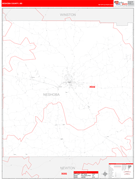 Neshoba County, MS Digital Map Red Line Style