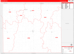 Ness County, KS Digital Map Red Line Style