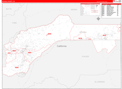 Nevada County, CA Digital Map Red Line Style