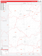 Newaygo County, MI Digital Map Red Line Style