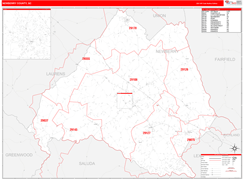 Newberry County, SC Digital Map Red Line Style