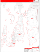 Newport County, RI Digital Map Red Line Style