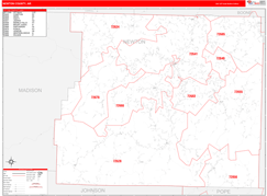 Newton County, AR Digital Map Red Line Style