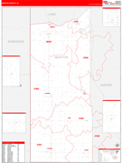 Newton County, IN Digital Map Red Line Style