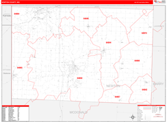 Newton County, MO Digital Map Red Line Style