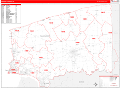 Niagara County, NY Digital Map Red Line Style