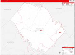 Nicholas County, KY Digital Map Red Line Style