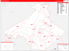 Nicholas County, WV Digital Map Red Line Style
