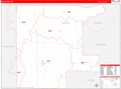 Noble County, OK Digital Map Red Line Style