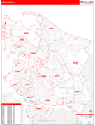 Norfolk County, VA Digital Map Red Line Style
