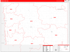 Norman County, MN Digital Map Red Line Style